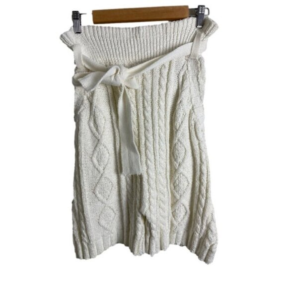 Free People Womens XS Cable Knit Sweater Shorts High Waisted Belted Ivory BOHO - Picture 2 of 10